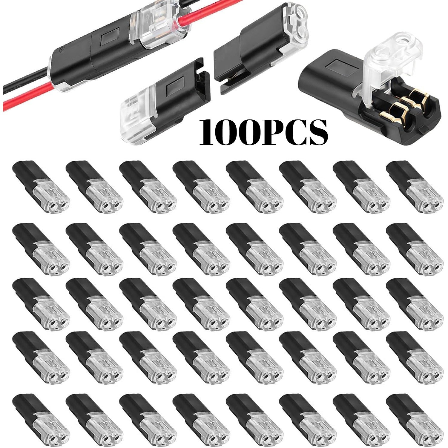 100PCS 18-22 Double Wire Plug In Connector Locking Buckle Quick Clamp Block