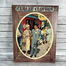 1940s Vintage Curlee Advertising Cardboard Display Couples Fashion Vibrant