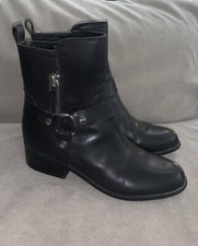 Marc Fisher Dalary Women's Sz 9M Black Leather Zip-up Moto Boots