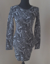 MATTY M WOMENS LONG SLEEVE GREY PAISLEY SWEATER DRESS SIZE XS