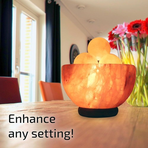 Unique Himalayan Salt Lamp Bowl with 6 Massage Balls - Perfect Father's Day Gift - Picture 5 of 9