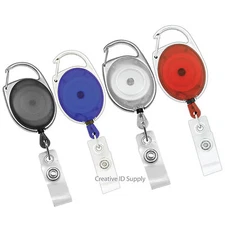 50 CARABINER RETRACTABLE ID BADGE HOLDER KEY ID CARD BADGE TAG CLIP HOLDER