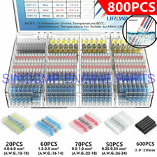 800PCS Waterproof Heat Shrink Butt Wire Splice Seal Connectors Crimp Terminals