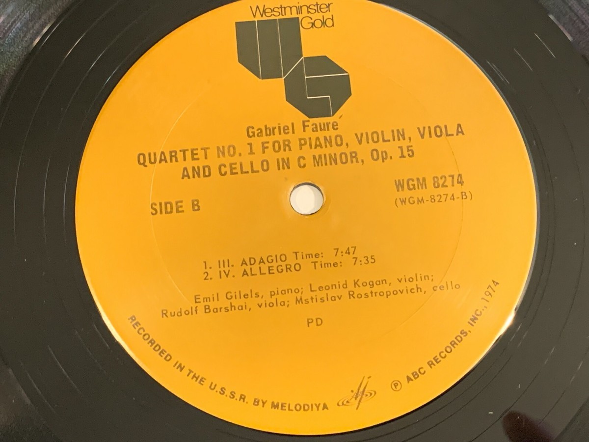 FAURE Emil Gilels Kogan Barshai Rostropovich Quartet No. 1