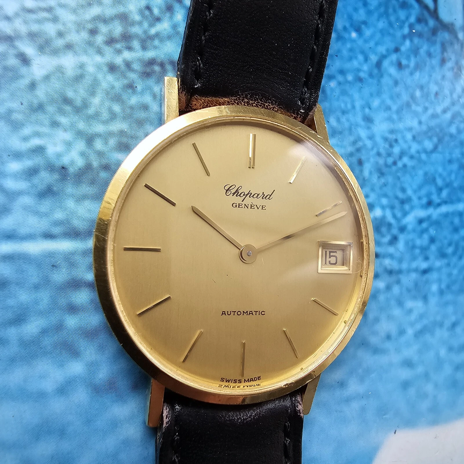 Chopard — Vintage 18k Solid Gold Chopard Automatic Men's Watch Ref 1039  18ct Micro totor