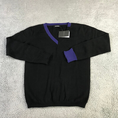 New Naadam Sweater Womens Extra Small V Neck Blue Black Cashmere Pullover Casual