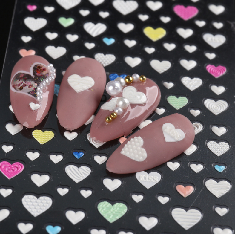 5D Nail Art Valentine LOVE Heart Sticker Self-Adhesive Embossed