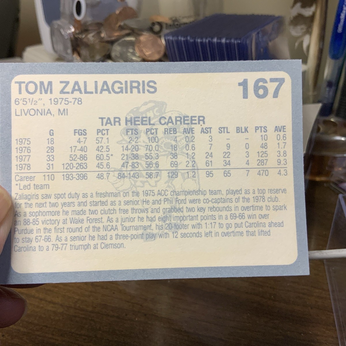 1989 Collegiate Collection North Carolina's Finest #167 TOM