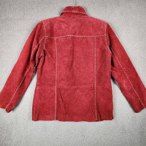 Denim &Co. Women's XS Red Leather Jacket With Pockets Suede - Picture 7 of 7