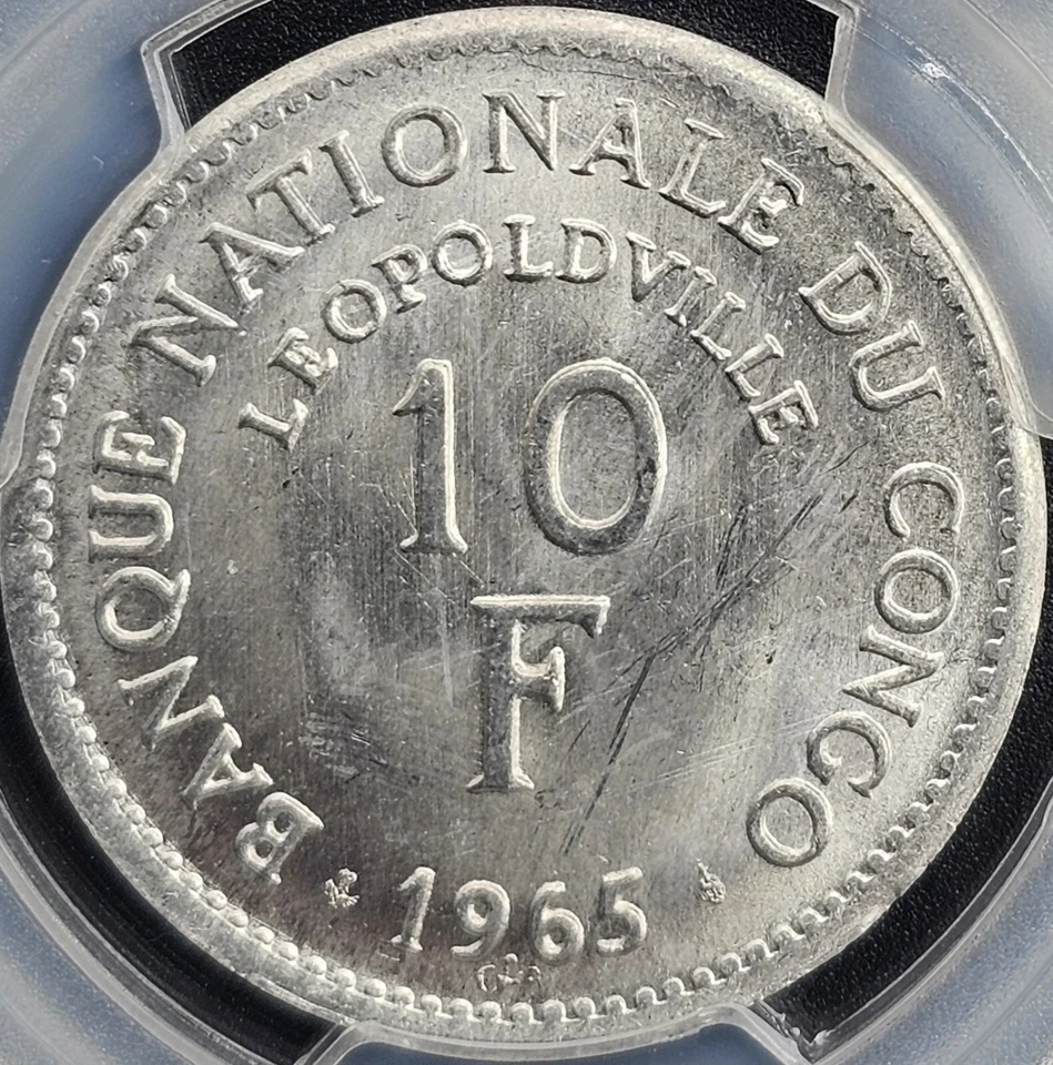 1965 Congo Democratic Republic 10 Francs PCGS MS63 - Image 4 of 4