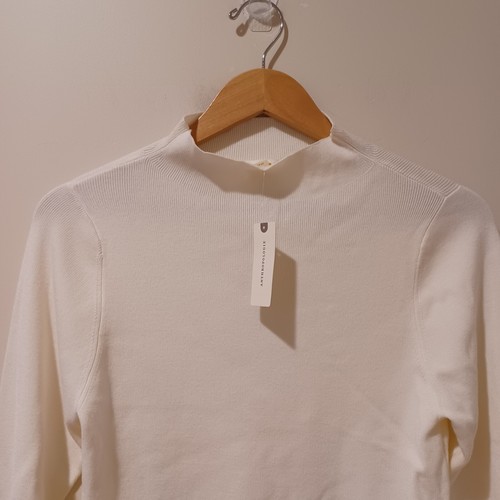 NWT ANTHROPOLOGIE Maeve- The Arlowe Bell-Sleeve Sweater Size Large Ivory Preppy - Picture 3 of 8