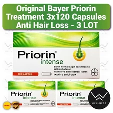 BAYER Priorin Intense Anti Hair Loss Treatment Herbal Capsules -3×120 Capsules