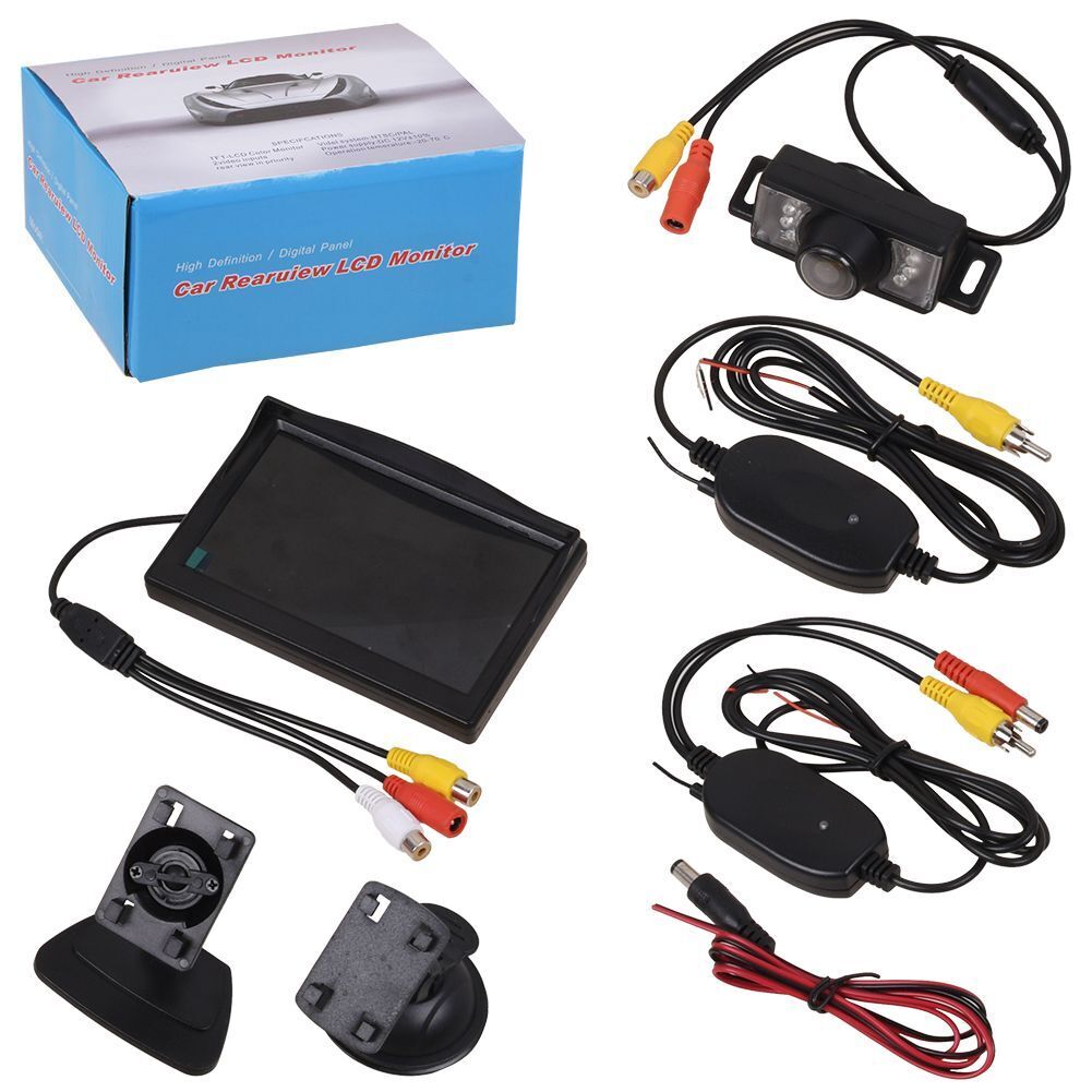 IR Reversing Parking Camera Wireless 5" LCD Monitor Foldable Car Rear View Kit