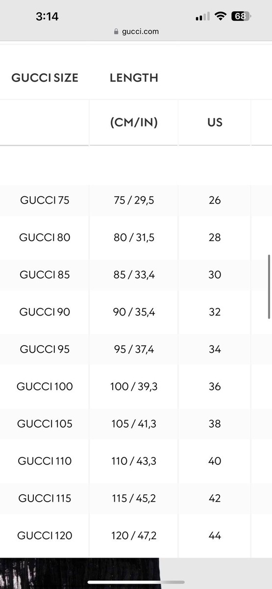 Gucci Cm Belt Size Conversion Gucci Belt Size Guide Men's