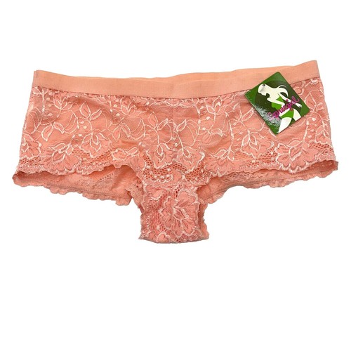 Women's Lace Trimmed Sexy Lingerie Striped Two Tone Pink Boyshorts
