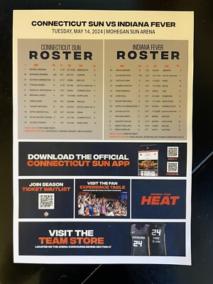 2024 Indiana Fever CT Sun Poster Caitlin Clark First WNBA Game