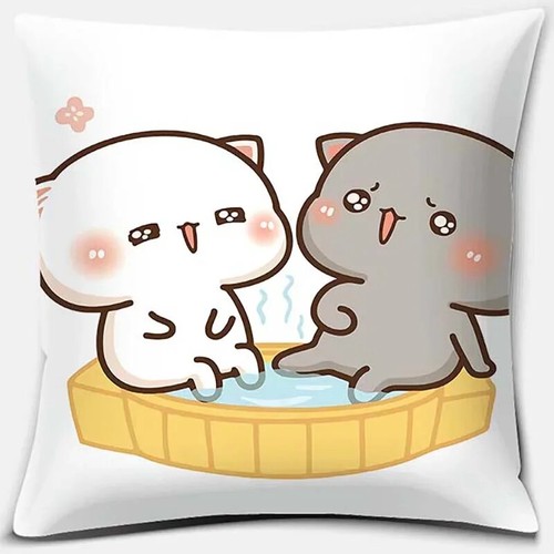 Cartoon Cute Pillow Case Mocha Mochi Peach Cat Cushion Cover Pillow Cover - Picture 24 of 39