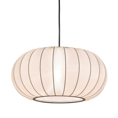 Boreas 1-Light Eggshell White Fabric Modern Pendant Hanging Light by Meyer&Cross