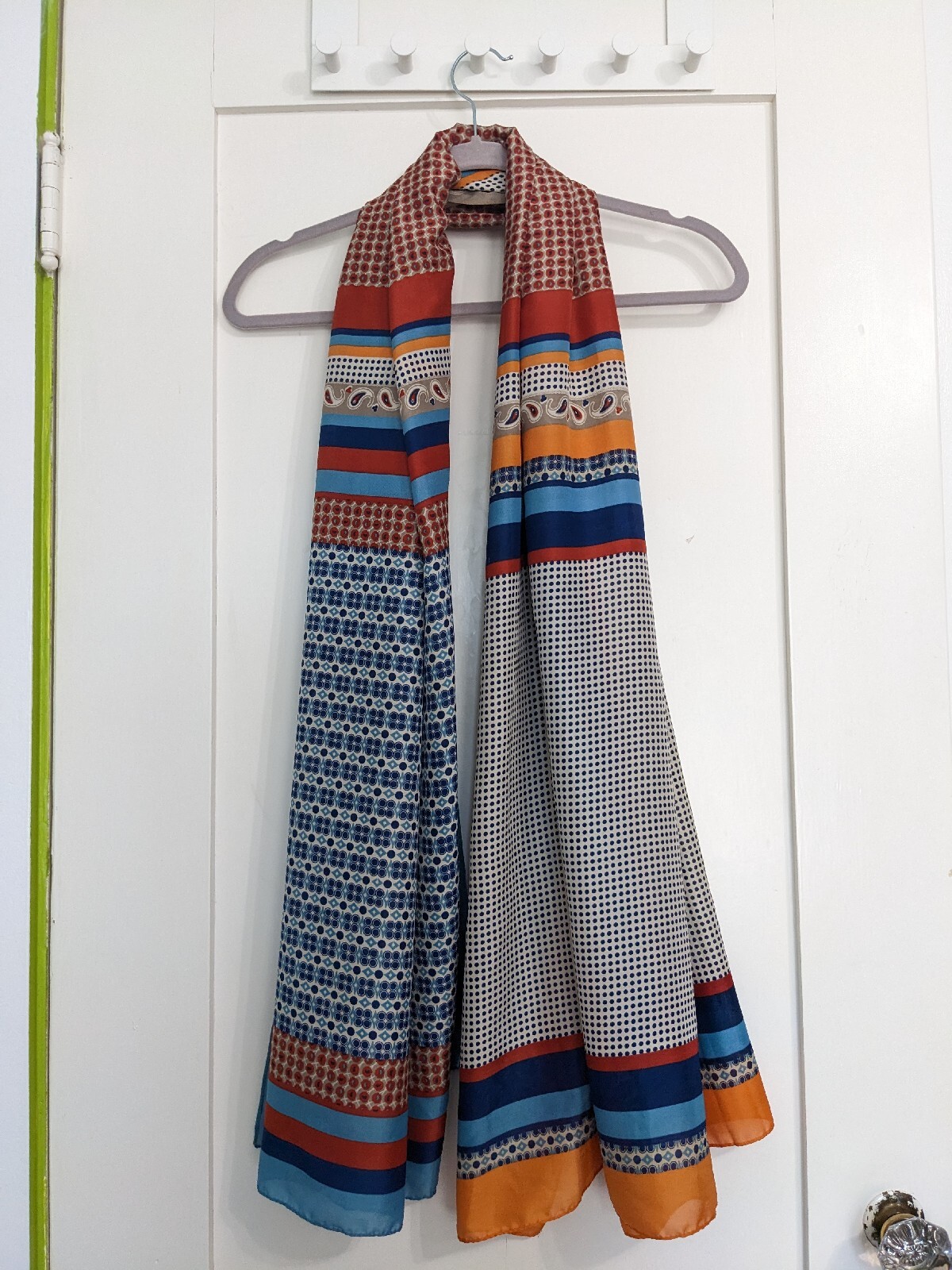 Large Silky Scarf Rectangular Multicolor Geometri… - image 7