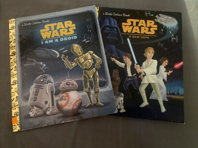 Lot 2 Star Wars A New Hope  I Am A Droid Little Golden Book Hardcover GOOD Used