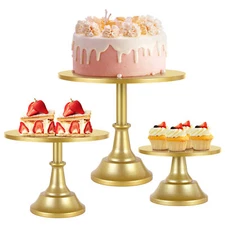 3 Packs Metal Cake Stand Set 8" 10" 12" Round Dessert Cupcake Holder for Party