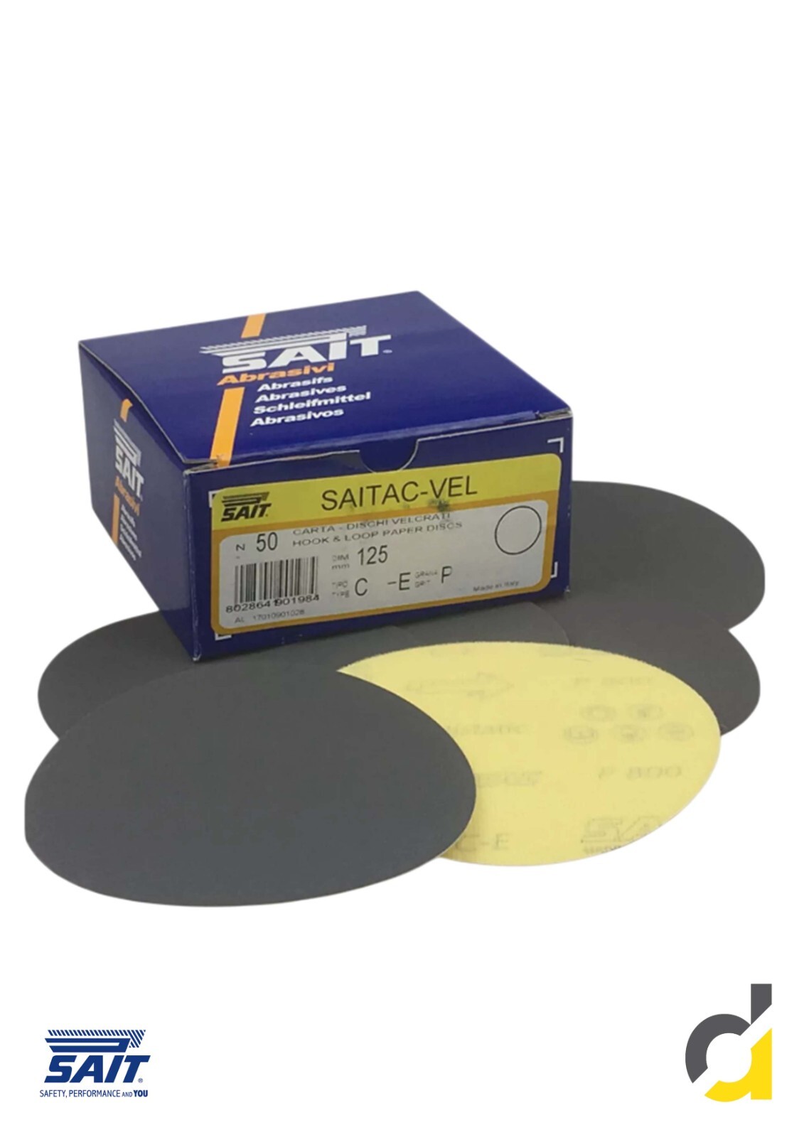 Dischi Abrasivi Saitacvel 125 Tipo C per Marmo e Parquet - 50 Pezzi
