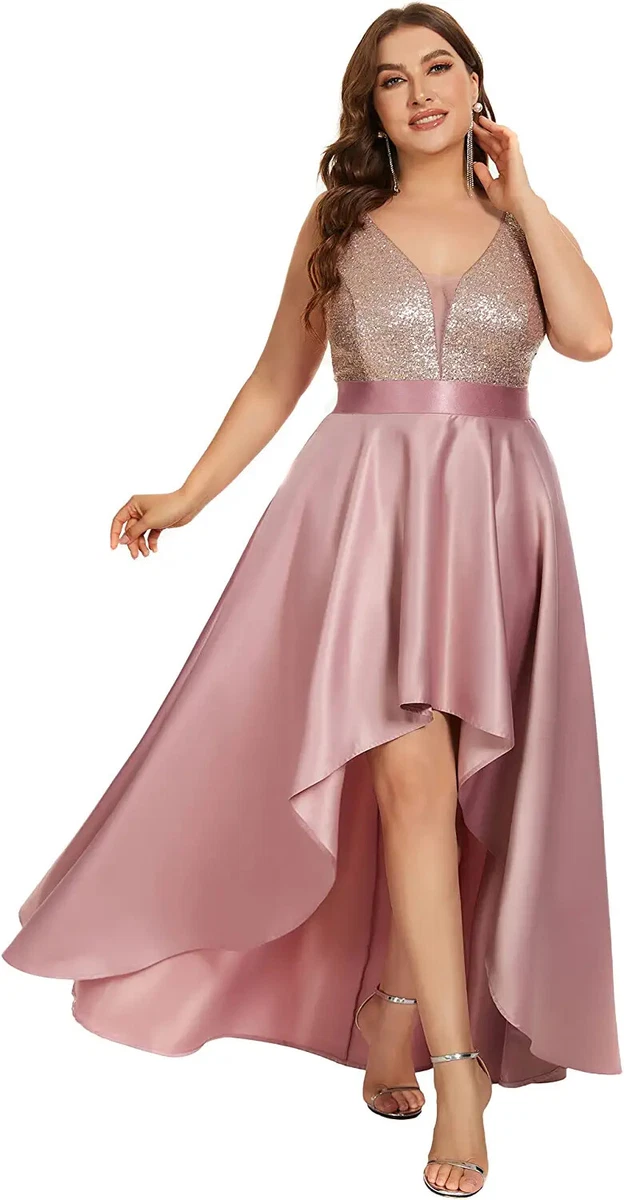 Ever Pretty Women s V Neck A line High Low Party Dress Plus Size Evening Dress 0