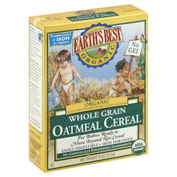 Earth's Best Organic Whole Grain Oatmeal Cereal 8oz Boxes BB Aug 2021