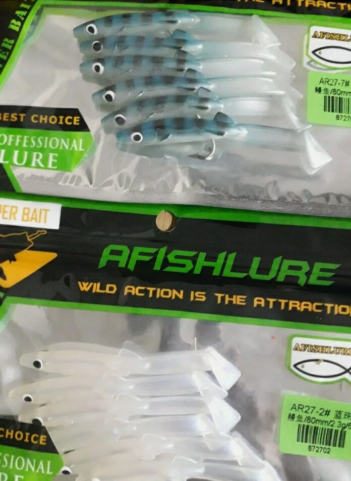 6 Pz Anguilline esche artificiali gomma, pesca traina spinning mare, Raglou 80 m - Immagine 3 di 4