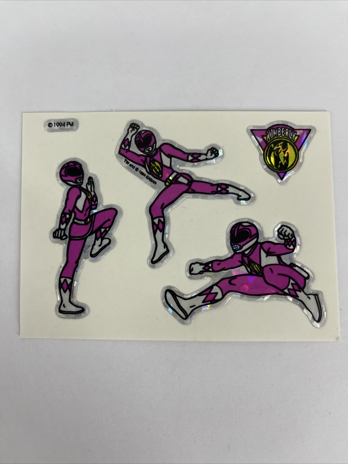 RARE Vintage 1994 Saban Power Rangers Vending Machine Prism Stickers Pink (84)