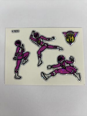 RARE Vintage 1994 Saban Power Rangers Vending Machine Prism Stickers Pink