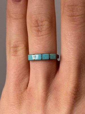 925 Sterling Silver Native American Ring & Turquoise, Sz 6.5 