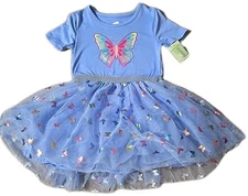 Extremely Me Girls 4 Small S Periwinkle Blue Butterfly Party Dress Butterflies 