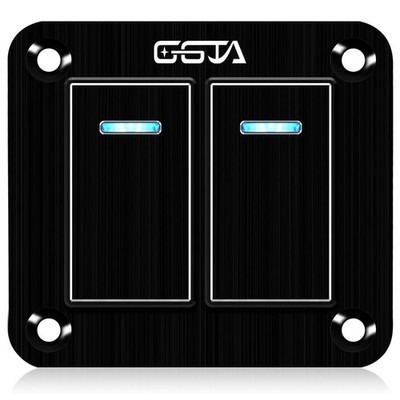 2 Gang Marine Rocker Switch Panel,Aluminum Waterproof Boat Toggle Switch Pane