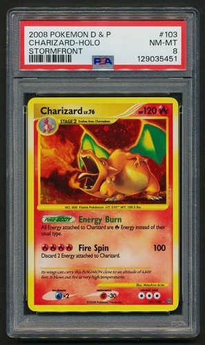Charizard 103/100 Secret Rare Holo Pokémon 2008 Stormfront PSA 8 NM-MT