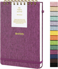 A5 Top Spiral Notebook, Fabric Hardcover College Ruled Journal