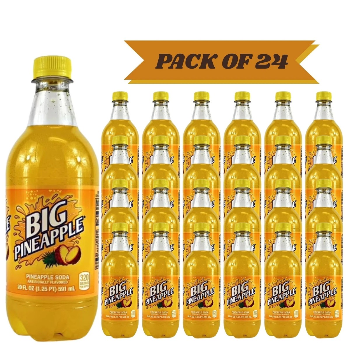 Big Pineapple Soda 20 fl oz exotic pop - 24 Pack Of Bottles ( Big