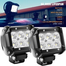 Led Pods 2Pcs 18W 1260LM Flood Off Road Lights for Trucks Pickup Golf Cart SUV