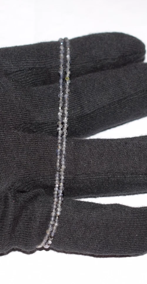 Collares de piedras preciosas de iolita azul natural plata de ley 925 cuentas de 2 mm cadena de 38" Foto 2 de 4