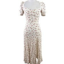 Reformation Lacey Dress Boheme Pink Micro-Floral Smocked Sleeve Dress Size 2