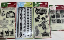 Inkadinkado Clear Stamps Christmas-27 Pieces-4 Sets-Stamp Pad-NEW 