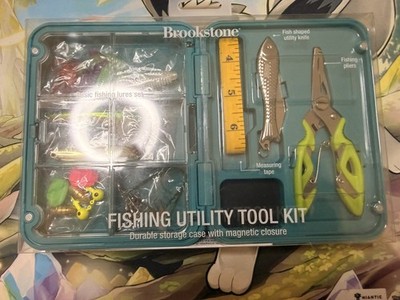 Brookstone Fishing Utility Tool Kit Durable Storage Case With Magnetic Closure