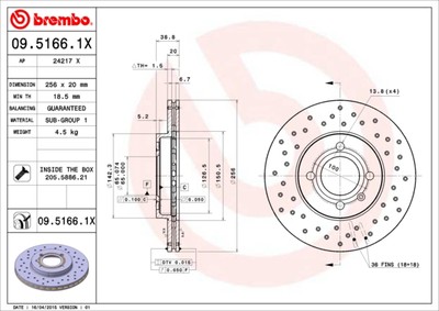 Brembo 09.5166.1X Brake Disc for Seat, VW, VW (SVW)