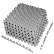 1 Inch Puzzle Exercise Mat EVA Foam for Home Gym Grey 24 Sq Ft - 6 Tiles