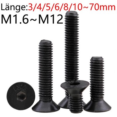 12.9 Kohlenstoffstahl Senkkopfschrauben mit Innensechskant M1.6/M2/M2.5/M3~M12