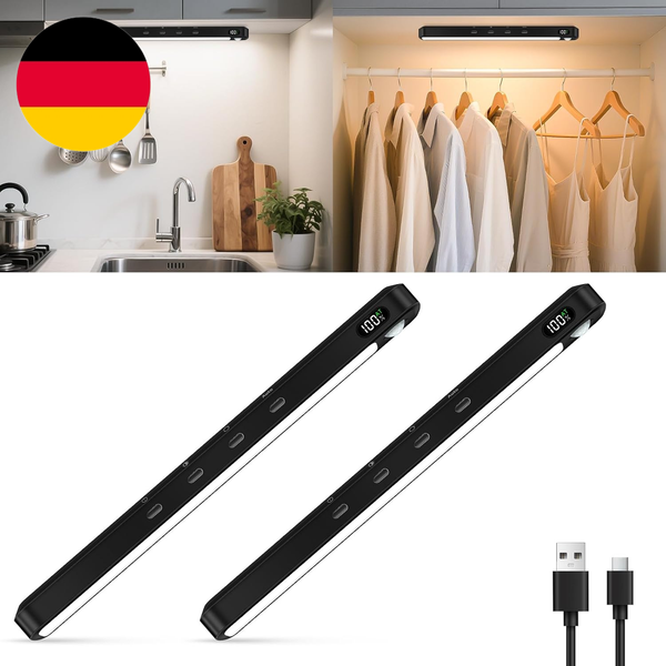 Willed Schrankbeleuchtung LED Bewegungsmelder 3 Farbmodi USB Akku 2Er-image