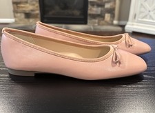 C.Paravano Women's size 10 EU 42 Ballet Flats with Bow Square Toe Shoes Pink