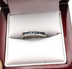 10K White Gold Blue Sapphire Band Ring Size 6.75 - 7 1.3 Gr [R389] — photo 1