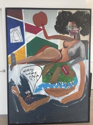  Oil leak  Malik Roberts X  Hidji: Acrylic on Board Framed