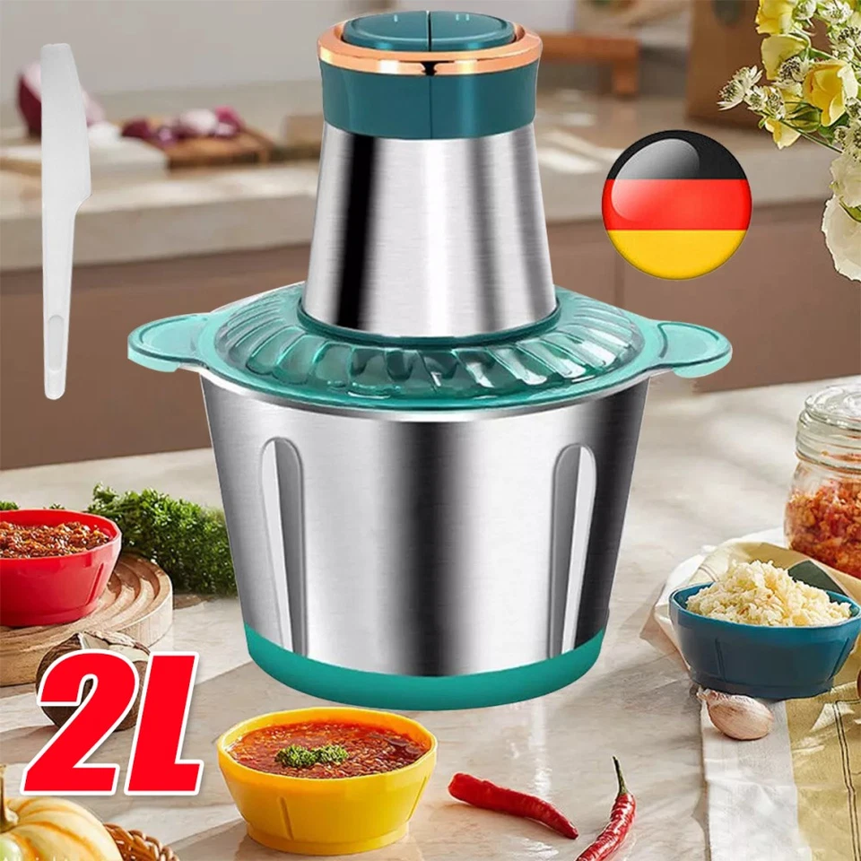 2L Multi Zerkleinerer Gemüse Häcksler Elektrisch Multihacker Zwiebelschneider DE - Bild 3 von 4